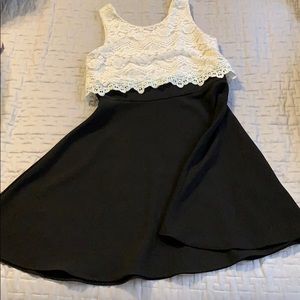 Rare Editions girls black/white skater dress lace